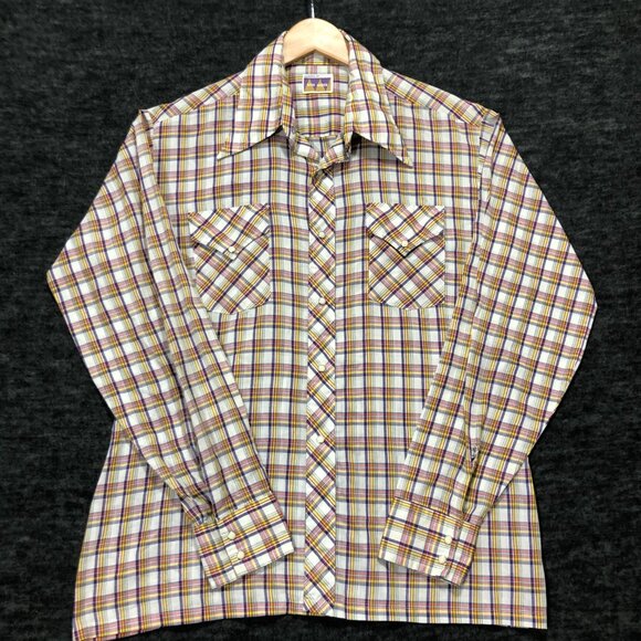 Mike Weber Flannel Pearl Snap Size XLarge Purple Pearl Snap Long Sleeve‎ - Picture 2 of 7
